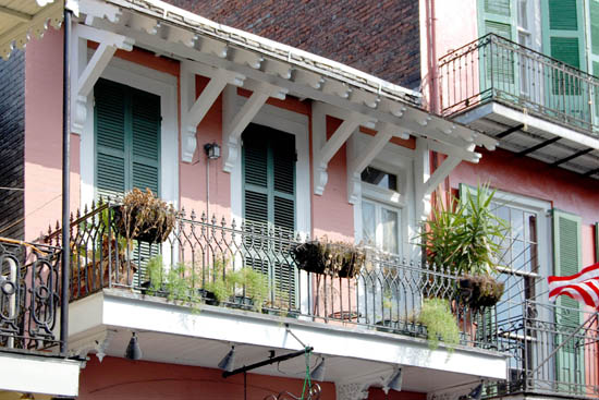 One of thousands of street-side balconies in the French Quarter